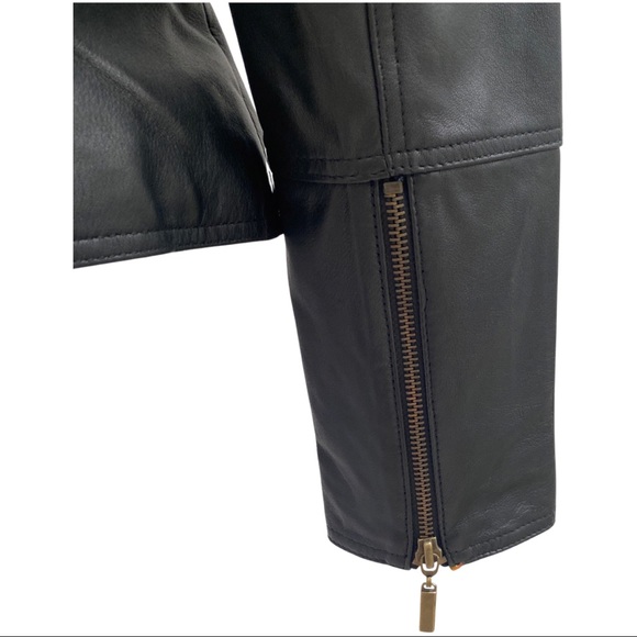 black leather full zip jacket w corset detailing size 6 Super soft NWOT - Picture 7 of 12